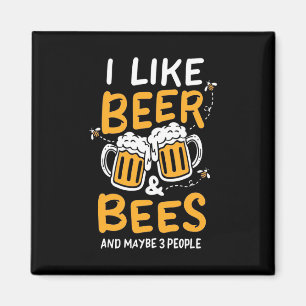 Bijenteelt Ik hou van bier en bijen Magneet