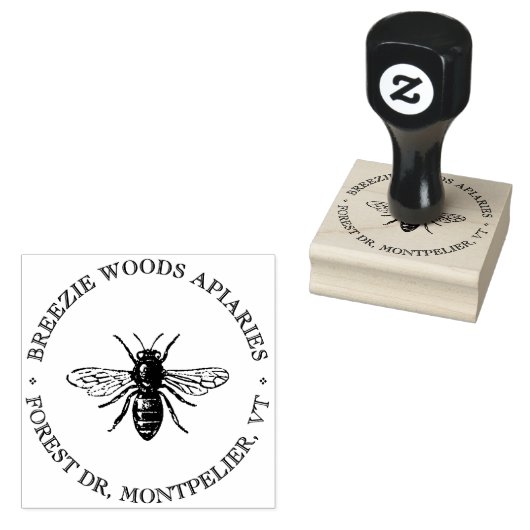 bijenteelt Logo honingbijenkooiproducten Rubberstempel (Gestempeld)