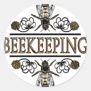 bijenteelt met bijen ronde sticker