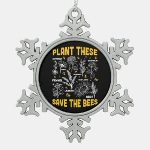 Bijenteelt   Plant met uitzondering van bijen Tin Sneeuwvlok Ornament