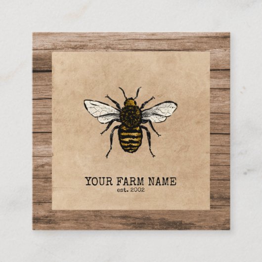 Bijenteler Apiarist Boerderij van bijen Honingbije Vierkante Visitekaartje (Voorkant)