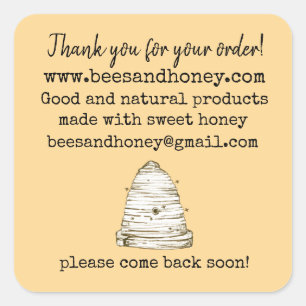 Bijenteler Apiary Dank u voor uw bestelling Vierkante Sticker