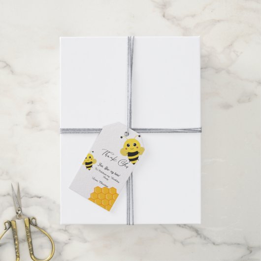 Bijenthema's verjaardagsfeest Dank je Cadeaulabel (Met Touw)