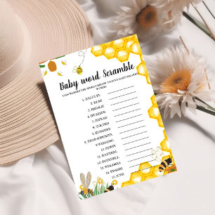 Bijenthema's woord scramble baby shower spel