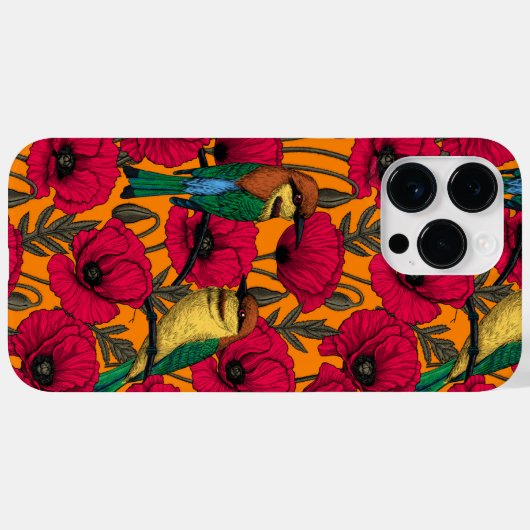 Bijentjes en papaver op sinaasappel Case-Mate iPhone case (Achterkant (horizontaal))