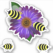 Bijenvergadering over Puprle Flower Sticker (Voorkant)
