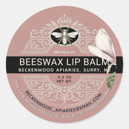  bijenwas Balm Heraldic Bee Magnolia Ronde Sticker (Voorkant)