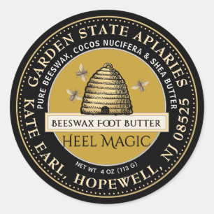 Bijenwas Heel Butter met  Skep en Bijen Ronde Sticker