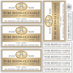 Bijenwas Kaars Mat wit of transparant goud bij Sticker