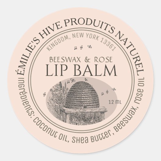 Bijenwas lippenbalsem tin mini label met scheep en (Voorkant)