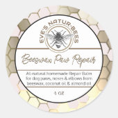 Bijenwas Paw Repair Bee Apiary Logo Honingraat Ronde Sticker (Voorkant)