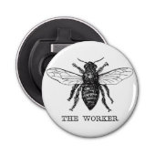 Bijenwerker Honing Zwarte hommel Button Flesopener (Voorkant)