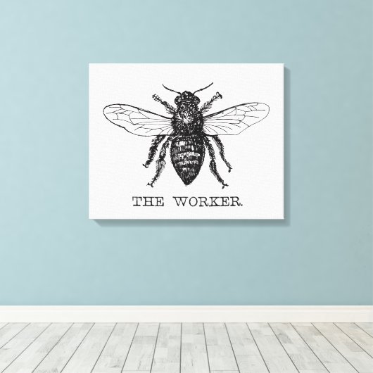Bijenwerker Honing Zwarte hommel Canvas Afdruk (Insitu (Houten vloer))