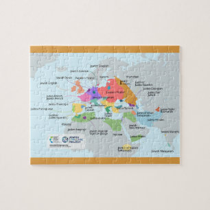 Bijgesneden kaart van Joodse talen Legpuzzel