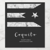 BIJGEWERKT Coquito Vlag zwart label Puerto rico Wijn Etiket (Enkel label)