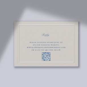 Bijgewerkt Nautical Faux Embossed Classic QR Weddi RSVP Kaartje
