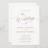 Bijgewerkte All in One Goud Calligrafie Bruiloft Kaart (Voorkant / Achterkant)