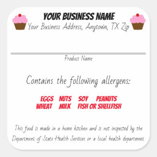 Bijgewerkte Texas Cottage Law Food Label sticker