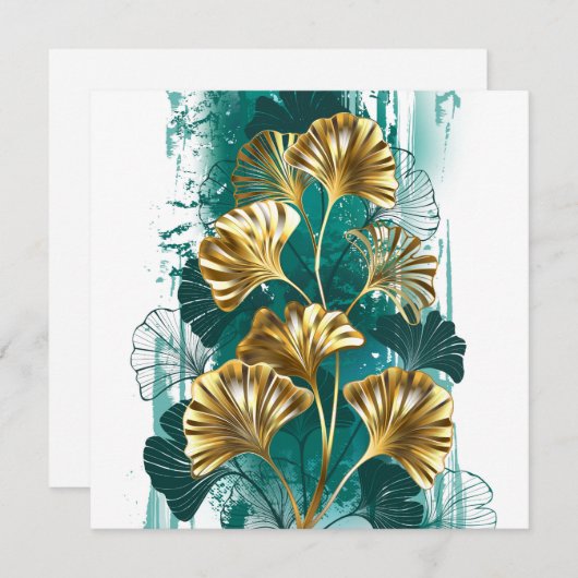 Bijkantoor met Golden Leaves Ginko Biloba Aankondiging (Voorkant / Achterkant)