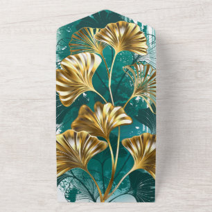 Bijkantoor met Golden Leaves Ginko Biloba All In One Uitnodiging