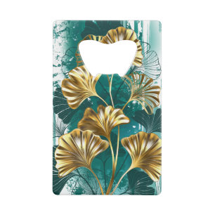 Bijkantoor met Golden Leaves Ginko Biloba Kredietkaart Flessenopener