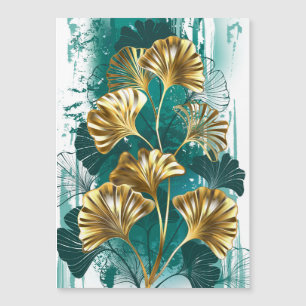 Bijkantoor met Golden Leaves Ginko Biloba Magnetische Uitnodiging