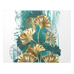 Bijkantoor met Golden Leaves Ginko Biloba Notitieblok