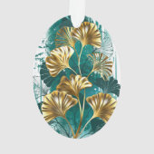 Bijkantoor met Golden Leaves Ginko Biloba Ornament (achterkant)