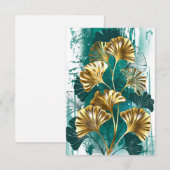 Bijkantoor met Golden Leaves Ginko Biloba RSVP Kaartje (Voorkant / Achterkant)