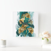 Bijkantoor met Golden Leaves Ginko Biloba Vierkante Klok (Huis)