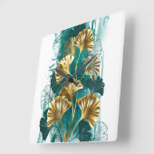 Bijkantoor met Golden Leaves Ginko Biloba Vierkante Klok (Hoek)