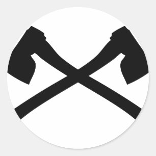 bijl gekruist pictogram ronde sticker
