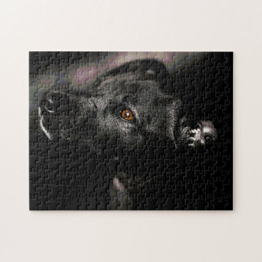 Bijna alle zwarte, zoete dog Puzzle uitdagen Legpuzzel (Horizontaal)