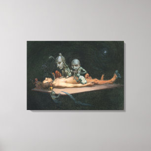 Bijna de dood ervaring zien van boze demonische ge canvas afdruk