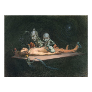 Bijna de dood ervaring zien van boze demonische ge foto afdruk