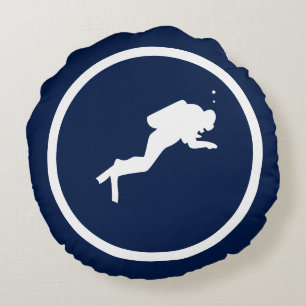 Bijna marineblauwe haai SCUBA DIVER nautisch Rond Kussen