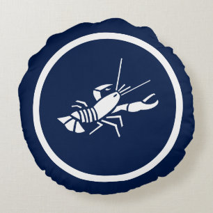 Bijna Navy blauw Kreeft nautisch Rond Kussen