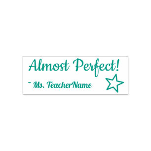 "Bijna perfect!" + Rubberstempel van leraar Zelfinktende Stempel