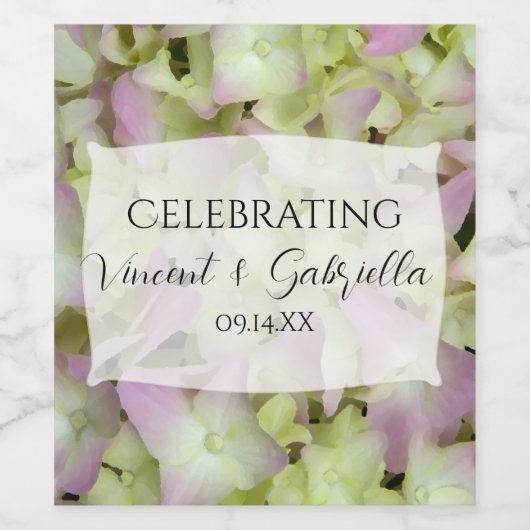 Bijna-roze bruine bloemen bruiloft wijn etiket (Enkel label)