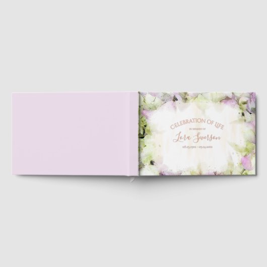 Bijna Roze Hydrangea Bloem Viering van het Leven Gastenboek (Volledig)