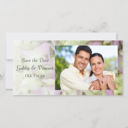 Bijna roze hydrangea Wedding sparen de Datum Save The Date (Voorkant)
