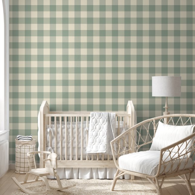 Bijna wakker Gingham - Langs de rivier plaid. Behang (Kinderen)