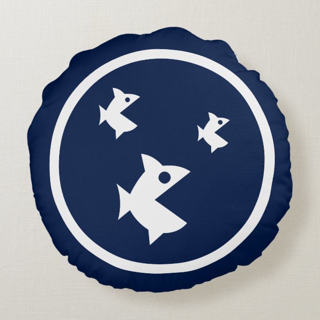 Bijna zeemieblauwe vis rond kussen (Achterkant)