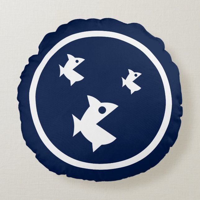 Bijna zeemieblauwe vis rond kussen (Voorkant)