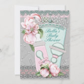 Bijou à bille Floral Baby Douche Invitations (Dos)