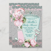 Bijou à bille Floral Baby Douche Invitations (Devant / Derrière)