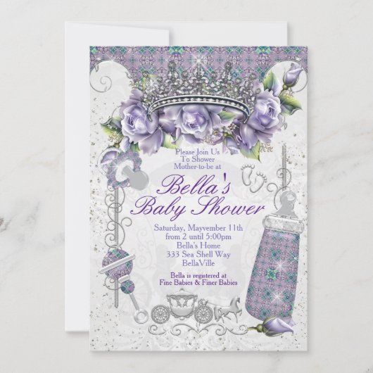 Bijou à bille Floral Baby Douche Invitations (Devant)