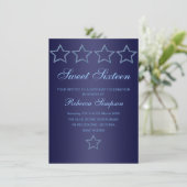 Bijou bleu Star Sweet 16 Invitation d'anniversaire (Debout devant)