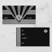 Bijou carte de visite Art Déco en bande noire en a (Devant / Derrière)