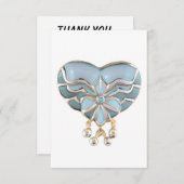 Bijou coeur d'or d'argent Aquamarine carte de reme (Devant / Derrière)